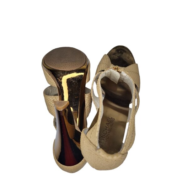 Michael Kors Stilettos Women Sz 10M Front Zip Leather Open Toe Designer Workwear - Picture 4 of 7